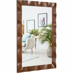 Tangkula 41.5" x 28" Farmhouse Wall Mirror, Rubber Wood Rustic Style Wall Mirror