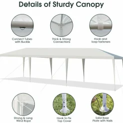 Tangkula 10 x 30 Feet Outdoor Canopy Tent, Wedding Party Tent with 16 Stakes & 8 Wind Ropes