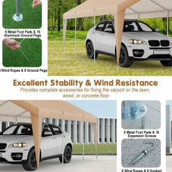 Tangkula 10 x 20 FT Heavy-Duty Carport, Portable Garage Tent Carport with Galvanized Steel Frame