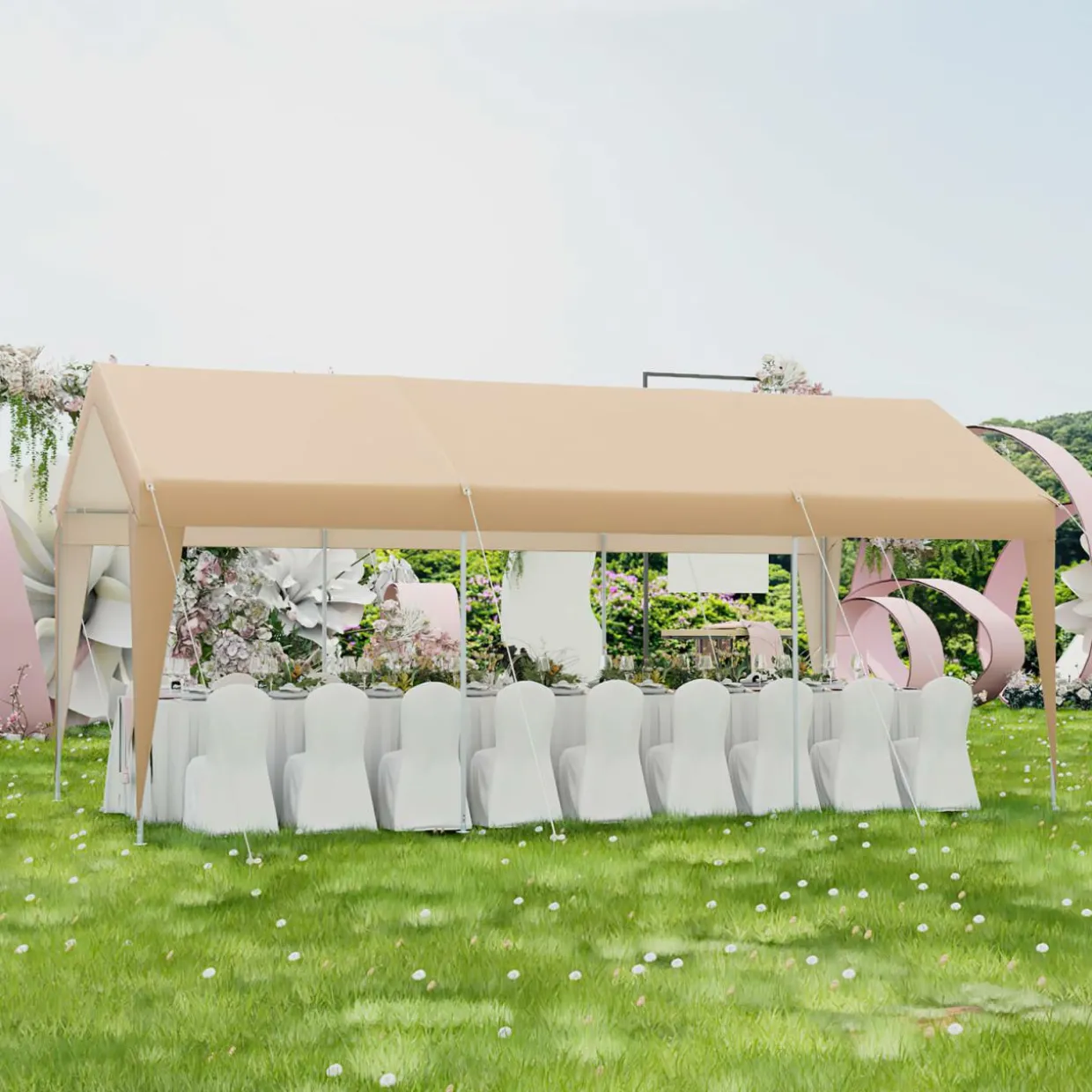 Tangkula 10 x 20 FT Heavy-Duty Carport, Portable Garage Tent Carport with Galvanized Steel Frame