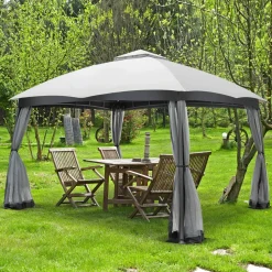 Tangkula 10 X 10 FT Patio Gazebo with Privacy Netting