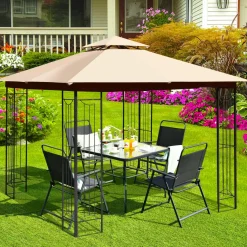 Tangkula 10 x 10 FT Patio Gazebo, Double Roof Outdoor Gazebo