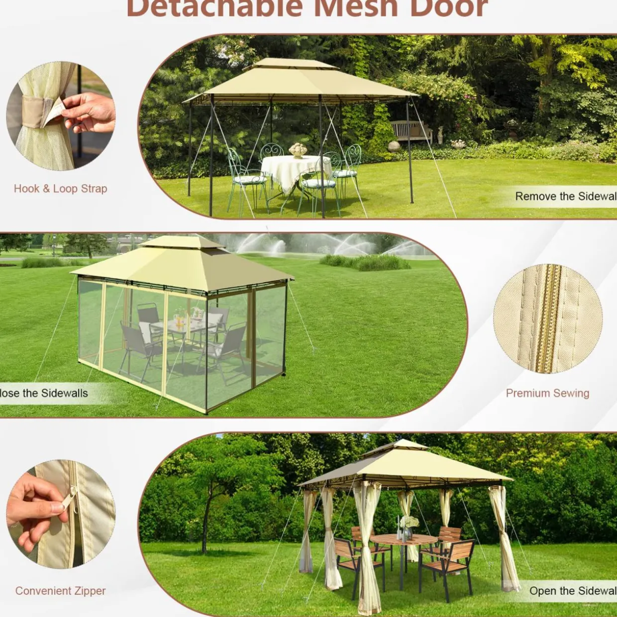 Tangkula 10 x 13 FT Patio Gazebo, 2-Tier Outdoor Gazebo