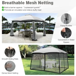 Tangkula 10 X 10 FT Patio Gazebo with Privacy Netting