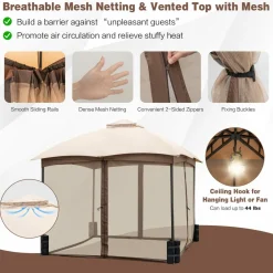 Tangkula 10 X 10 FT Patio Gazebo with Privacy Netting