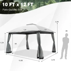 Tangkula 10 X 10 FT Patio Gazebo with Privacy Netting