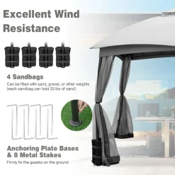 Tangkula 10 X 10 FT Patio Gazebo with Privacy Netting