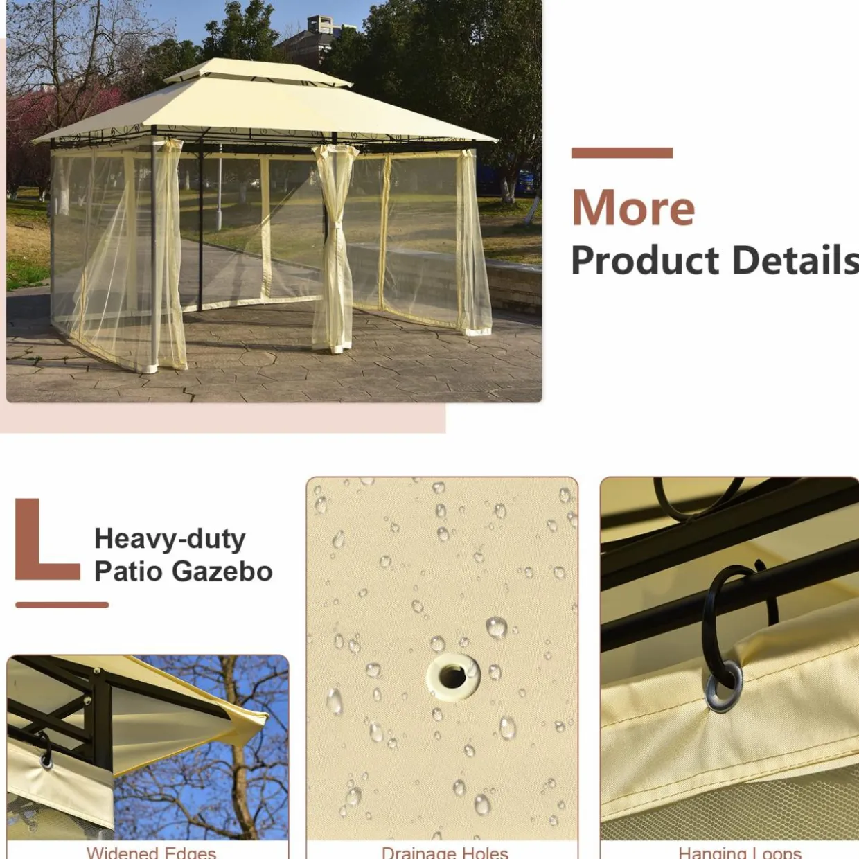 Tangkula 10 x 13 FT Patio Gazebo, 2-Tier Outdoor Gazebo