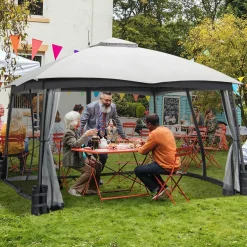 Tangkula 10 X 10 FT Patio Gazebo with Privacy Netting