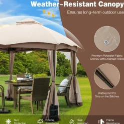 Tangkula 10 X 10 FT Patio Gazebo with Privacy Netting