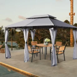 Tangkula 10 x 13 FT Patio Gazebo, 2-Tier Outdoor Gazebo