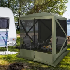 Tangkula 6.7 x 6.7 Ft Pop Up Gazebo with Netting, Portable Screen Tent with 4 Sided Mesh Walls