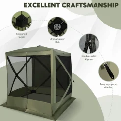 Tangkula 6.7 x 6.7 Ft Pop Up Gazebo with Netting, Portable Screen Tent with 4 Sided Mesh Walls