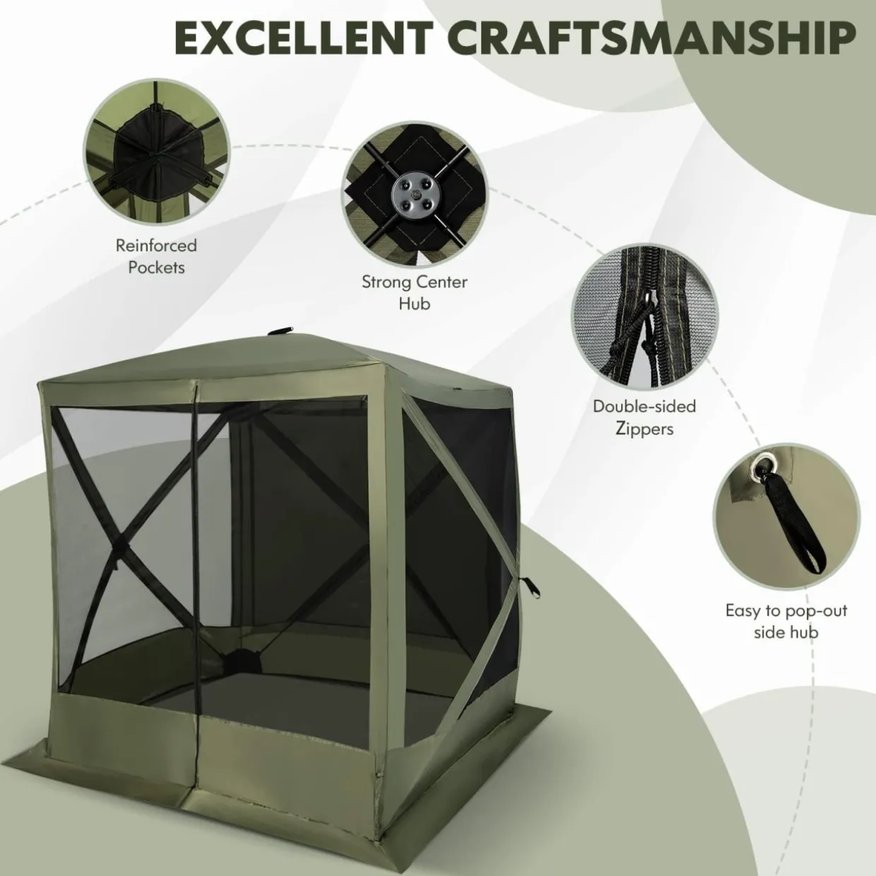 Tangkula 6.7 x 6.7 Ft Pop Up Gazebo with Netting, Portable Screen Tent with 4 Sided Mesh Walls