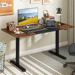 Tangkula 55 x 28 Inch Large Electric Standing Desk, Height Adjustable Sit to Stand Desk with Powerful Motor & Hanging Hook