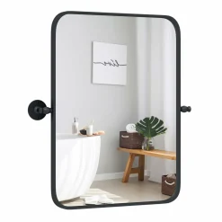 Tangkula 30 x 22 Inch Pivot Wall-Mounted Mirror, Tilting Bathroom Mirror w/Shatter-Proof Film