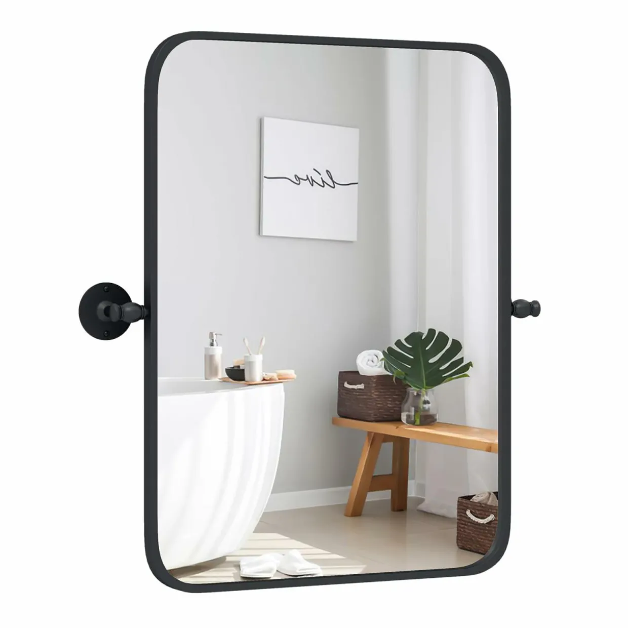 Tangkula 30 x 22 Inch Pivot Wall-Mounted Mirror, Tilting Bathroom Mirror w/Shatter-Proof Film