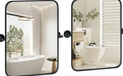 Tangkula 30 x 22 Inch Pivot Wall-Mounted Mirror, Tilting Bathroom Mirror w/Shatter-Proof Film