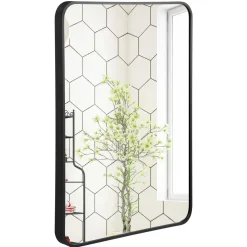 Tangkula 30 x 22 Inch Wall Mirror for Bathroom, Aluminum Alloy Matte Framed Round Corner Hangs Mirror