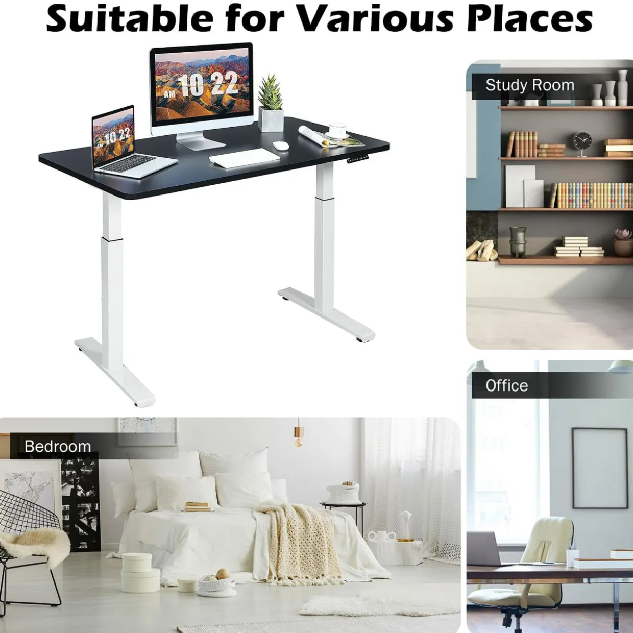 Tangkula 55 x 28 Inches Universal Relevance Table Top, Solid One-Piece Wooden Desktop