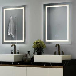 Tangkula 32" x 24" LED Bathroom Wall Mirror, RGB Backlit Dimmable Vanity Makeup Mirror