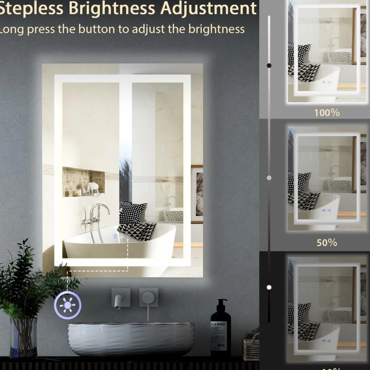 Tangkula 32" x 24" LED Bathroom Wall Mirror, RGB Backlit Dimmable Vanity Makeup Mirror