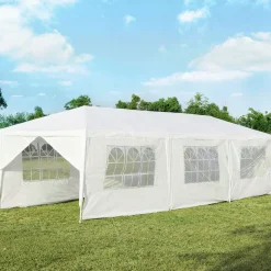 Tangkula 10' x 30' Outdoor Waterproof Gazebo Canopy w/ 6 Removable Sidewalls and 2 Doorways
