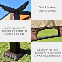 Tangkula 12' x 9' Pergola Gazebo Canopy Outdoor Patio Garden Steel Frame Sun Shelter with Retractable Canopy Shades