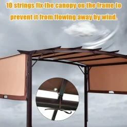 Tangkula 12' x 9' Pergola Gazebo Canopy Outdoor Patio Garden Steel Frame Sun Shelter with Retractable Canopy Shades