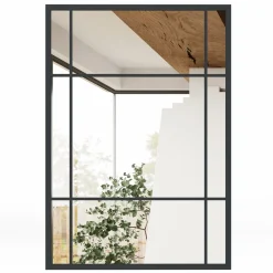 Tangkula 28" x 40" Rectangle Window Mirror, 3-Layered Modern Mirror with Metal Frame