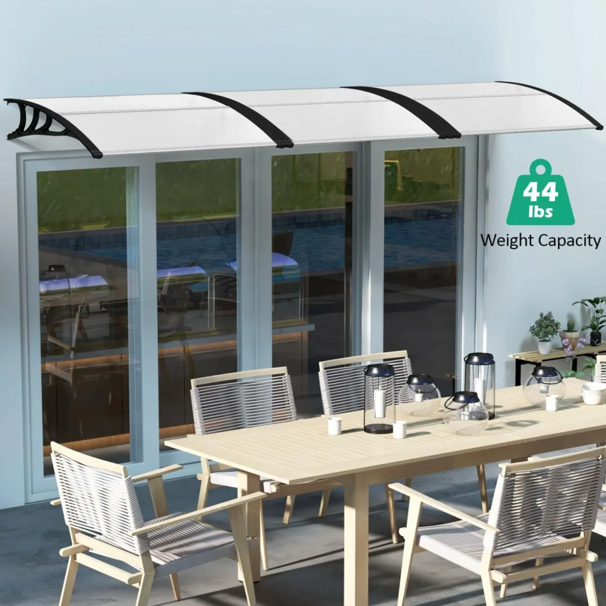 Tangkula 40" x 48" Window Awning, Modern Polycarbonate Overhead Door Awning