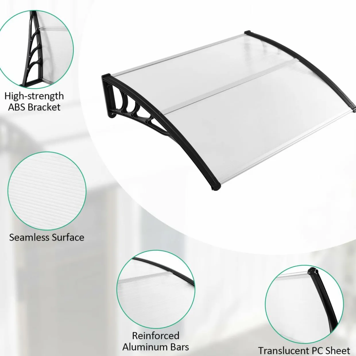 Tangkula 40" x 48" Window Awning, Modern Polycarbonate Overhead Door Awning