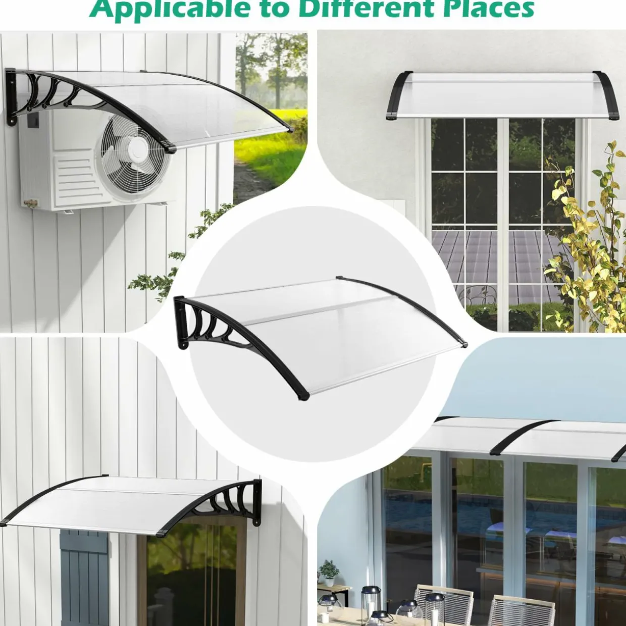 Tangkula 40" x 48" Window Awning, Modern Polycarbonate Overhead Door Awning