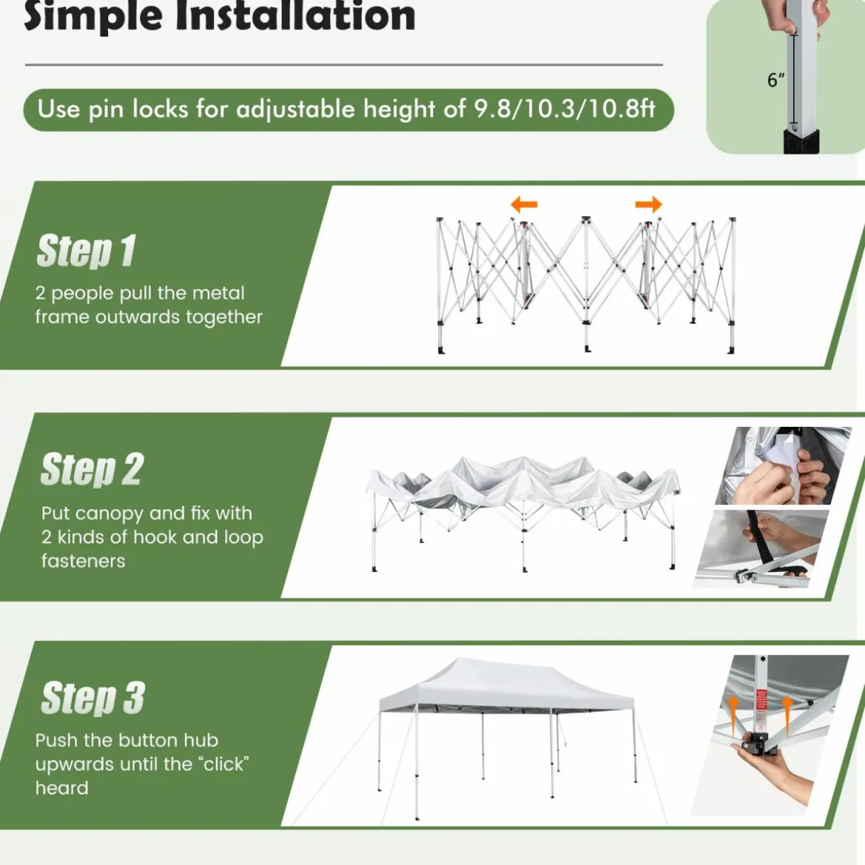 Tangkula 10 x 20Ft Pop-Up Canopy Tent, UPF 50+ Easy Setup Instant Canopy Tent with Wheeled Carrying Bag