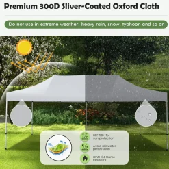 Tangkula 10 x 20Ft Pop-Up Canopy Tent, UPF 50+ Easy Setup Instant Canopy Tent with Wheeled Carrying Bag