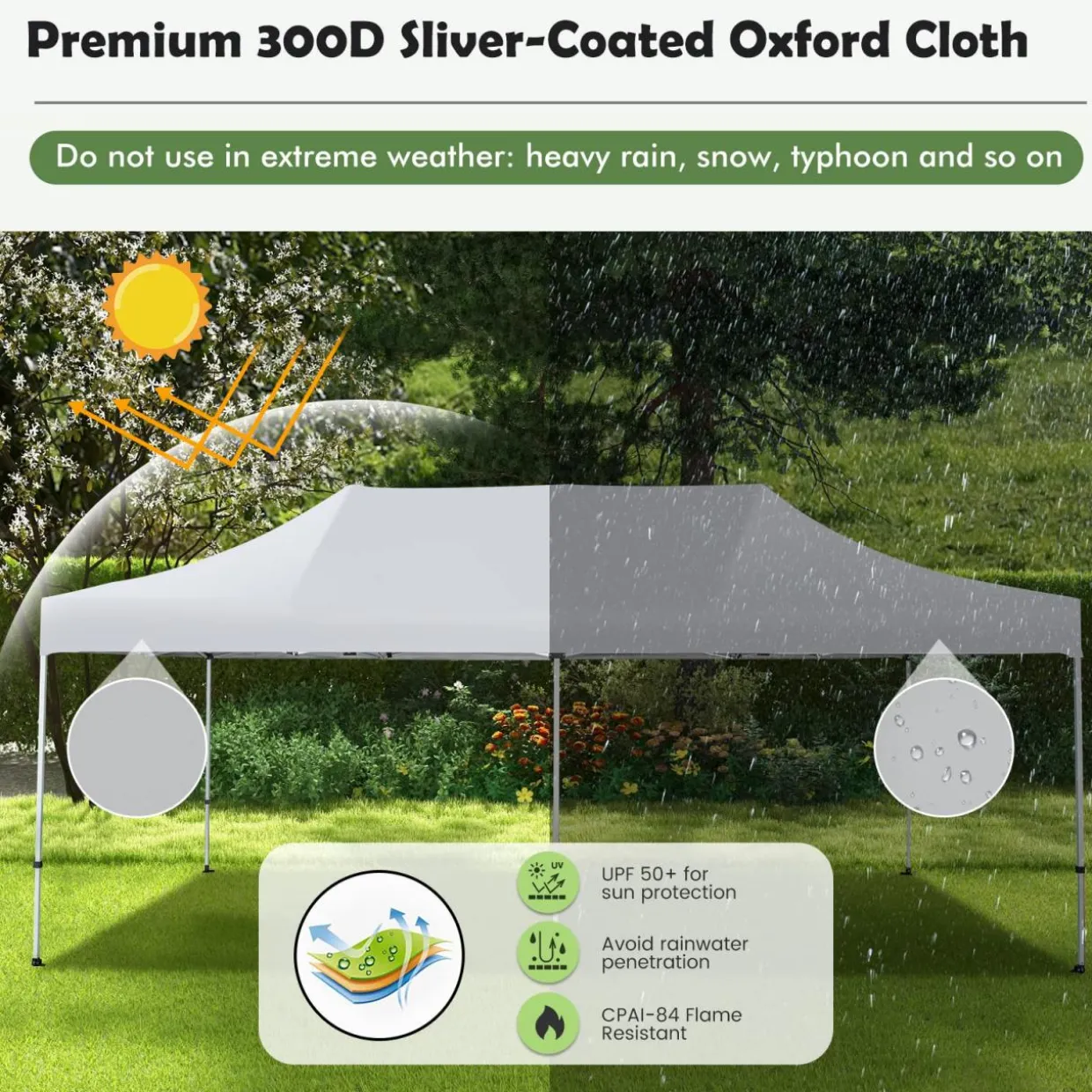 Tangkula 10 x 20Ft Pop-Up Canopy Tent, UPF 50+ Easy Setup Instant Canopy Tent with Wheeled Carrying Bag