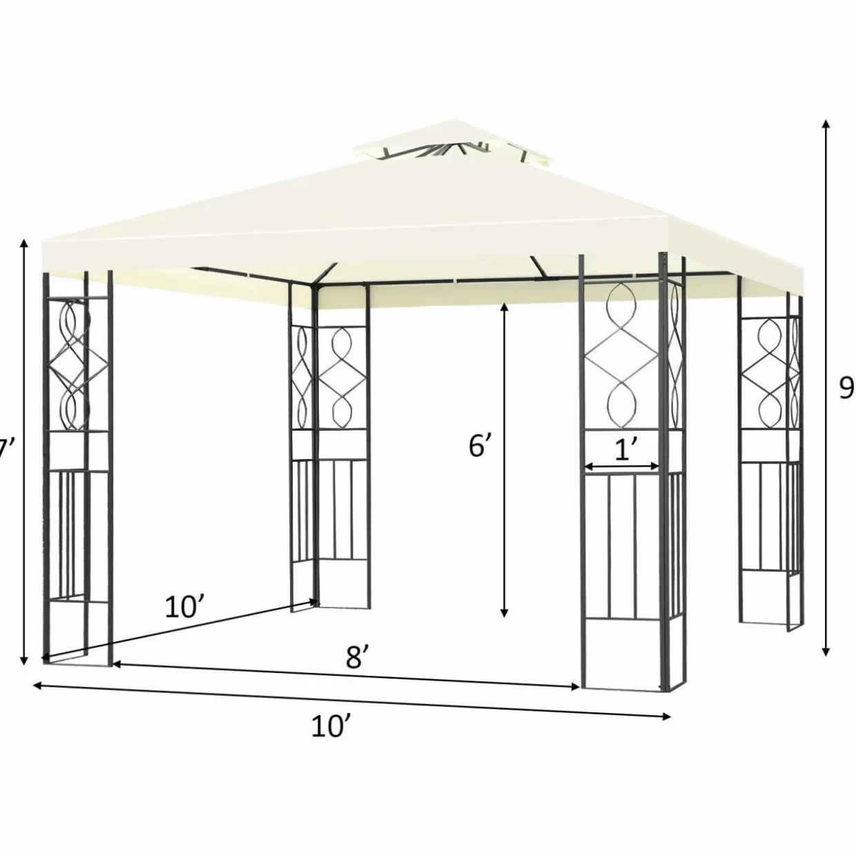 Tangkula 10 x 10FT 2-Tier Patio Gazebo, Powder Coated Steel Structure, Sun Shading Gazebo Canopy Shelter