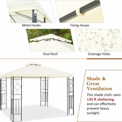 Tangkula 10 x 10FT 2-Tier Patio Gazebo, Powder Coated Steel Structure, Sun Shading Gazebo Canopy Shelter