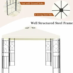 Tangkula 10 x 10FT 2-Tier Patio Gazebo, Powder Coated Steel Structure, Sun Shading Gazebo Canopy Shelter