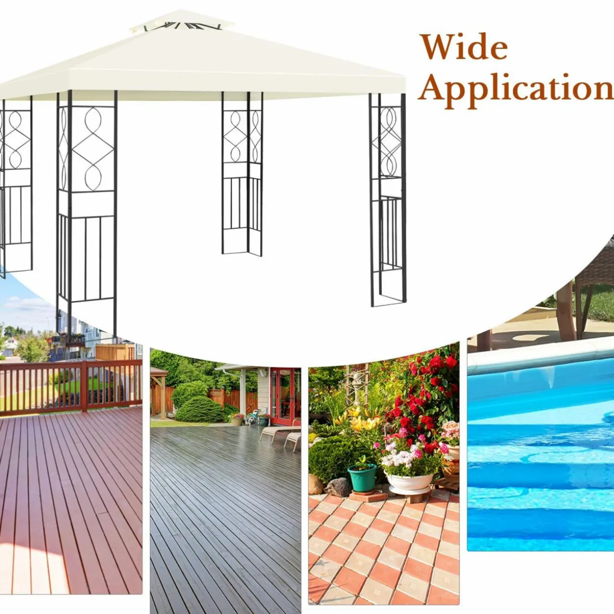 Tangkula 10 x 10FT 2-Tier Patio Gazebo, Powder Coated Steel Structure, Sun Shading Gazebo Canopy Shelter