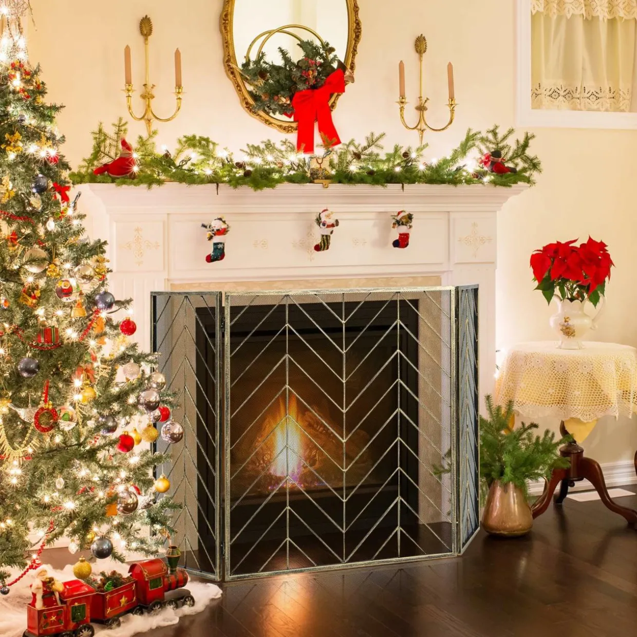 Tangkula 31 x 52.5In 3-Panel Fireplace Screen