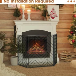 Tangkula 31 x 52.5In 3-Panel Fireplace Screen