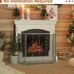 Tangkula 31 x 52.5In 3-Panel Fireplace Screen