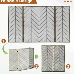 Tangkula 31 x 52.5In 3-Panel Fireplace Screen