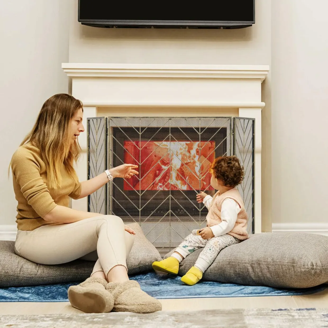 Tangkula 31 x 52.5In 3-Panel Fireplace Screen