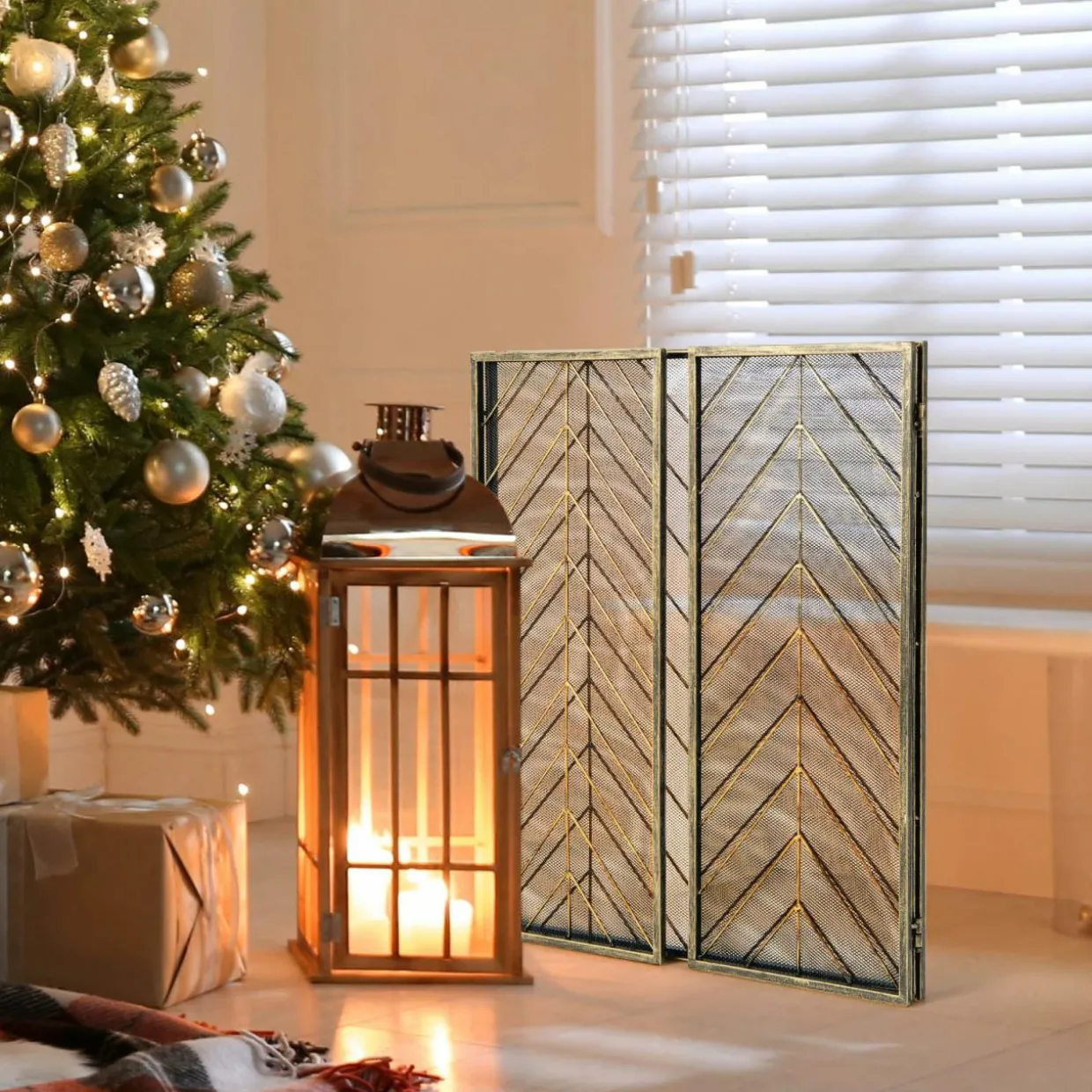 Tangkula 31 x 52.5In 3-Panel Fireplace Screen