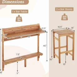 Tangkula Acacia Wood Balcony Table Set