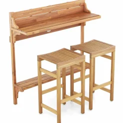 Tangkula Acacia Wood Balcony Table Set