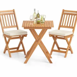Tangkula Acacia Wood Patio Bistro Set 3