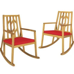 Tangkula Acacia Wood Patio Rocking Chair, Outdoor Porch Rocker